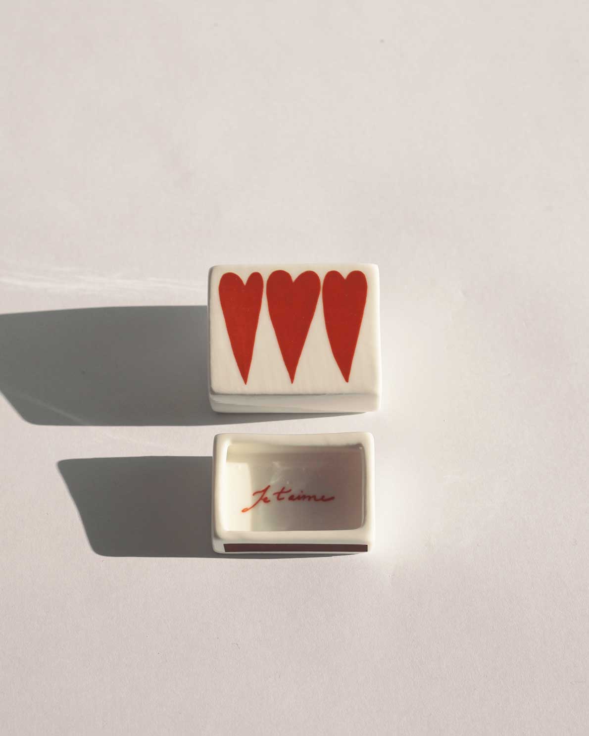 Mini 3 Hearts’ Ceramic Matchbox