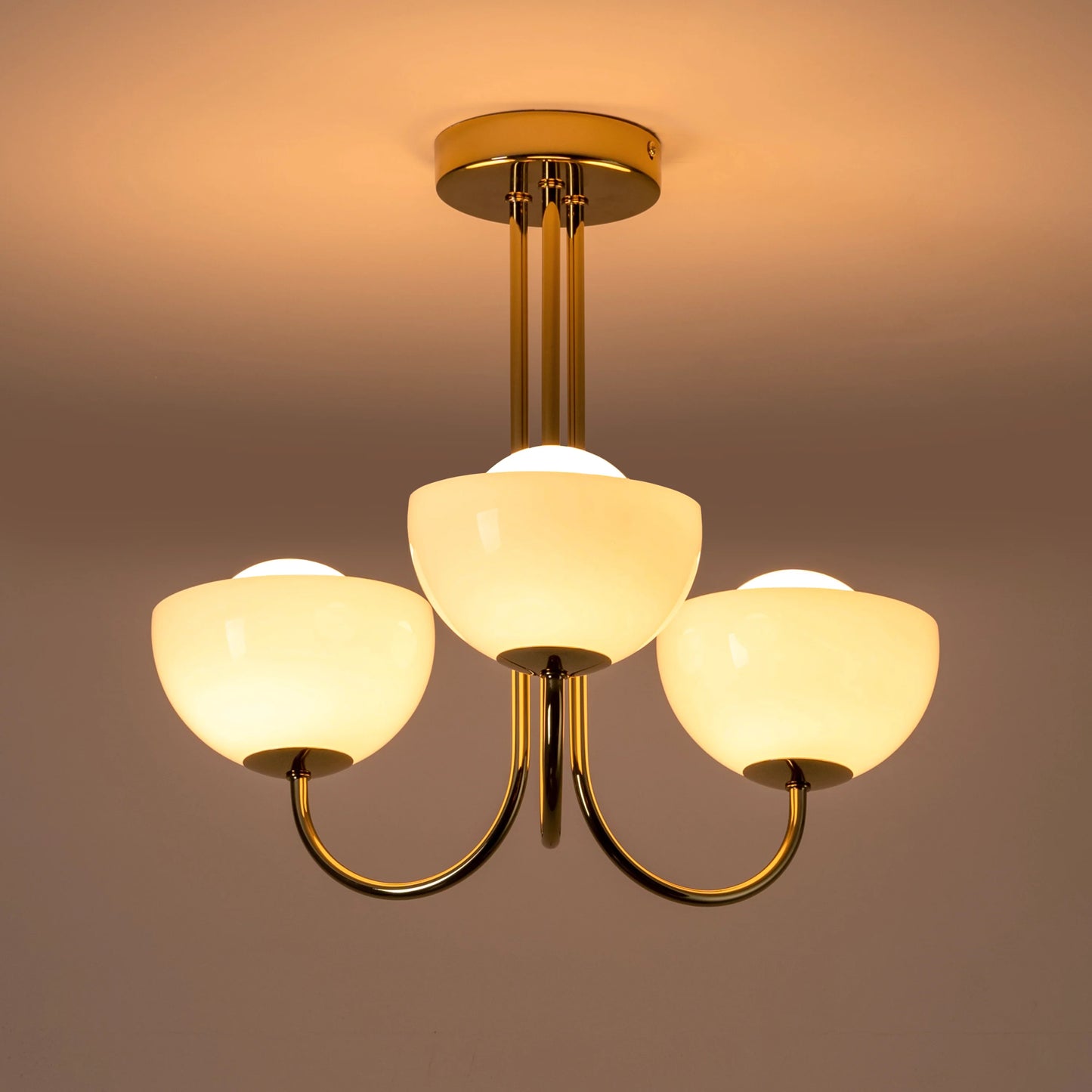 Brass 3 Light Dome Ceiling Light