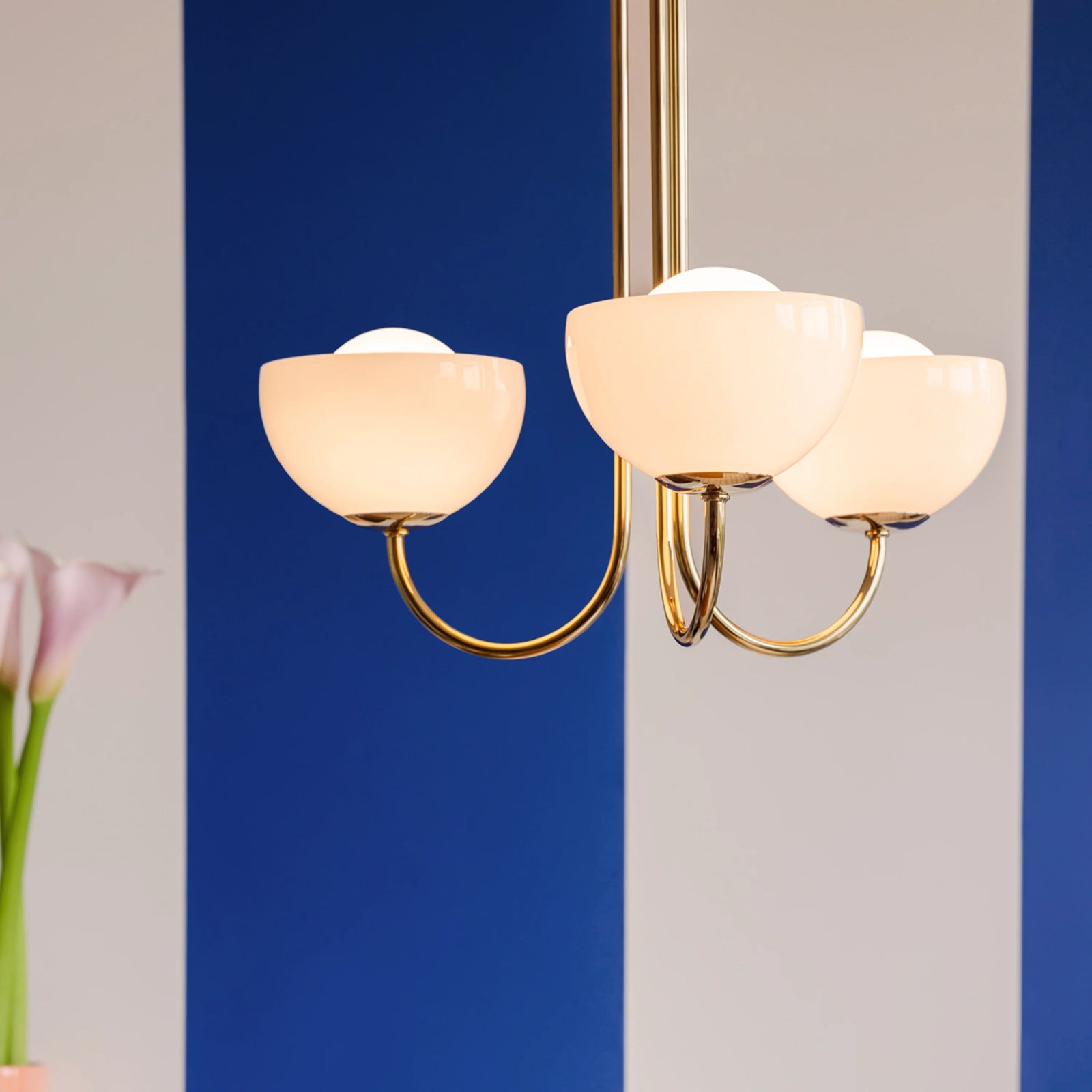 Brass 3 Light Dome Ceiling Light