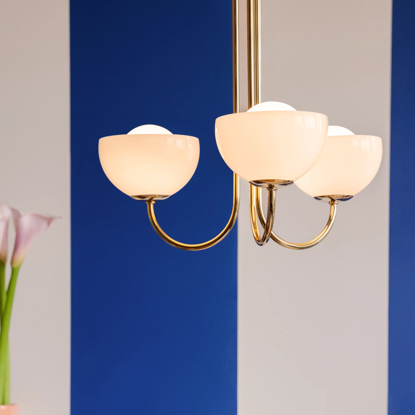 Brass 3 Light Dome Ceiling Light