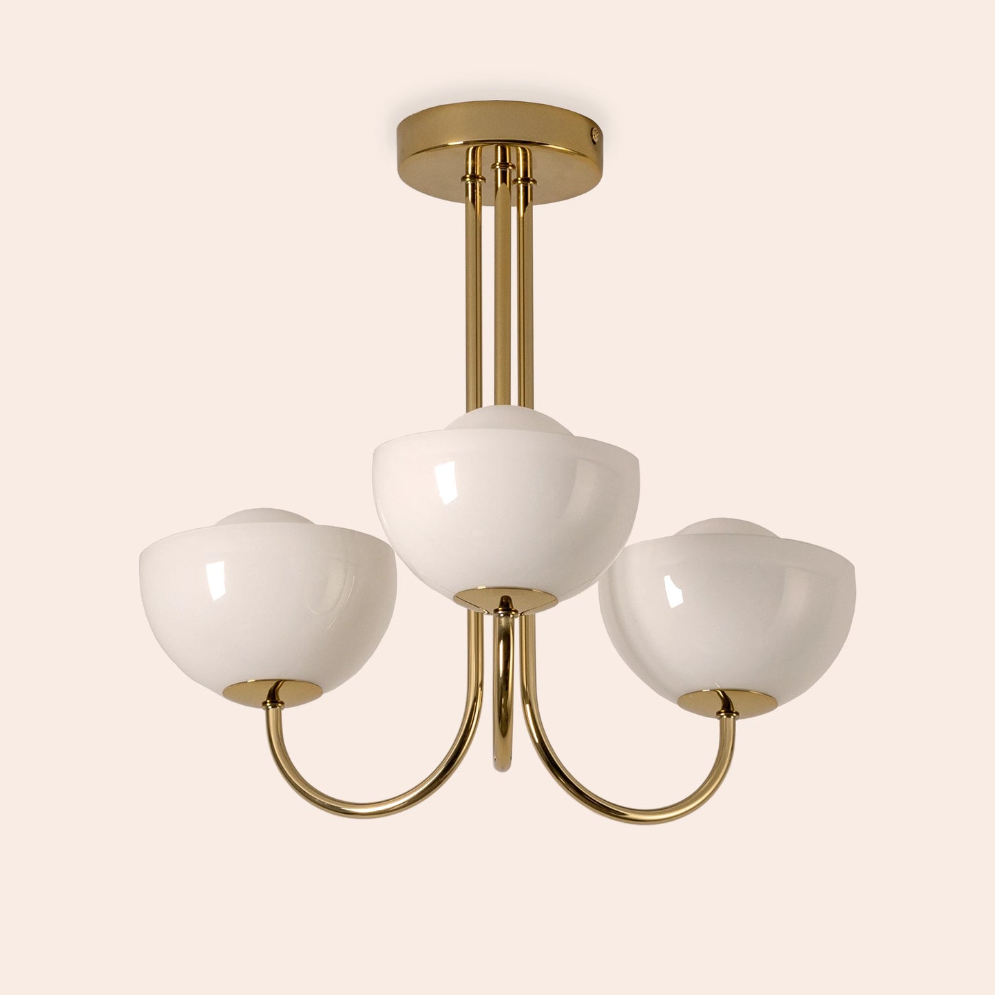 Brass 3 Light Dome Ceiling Light