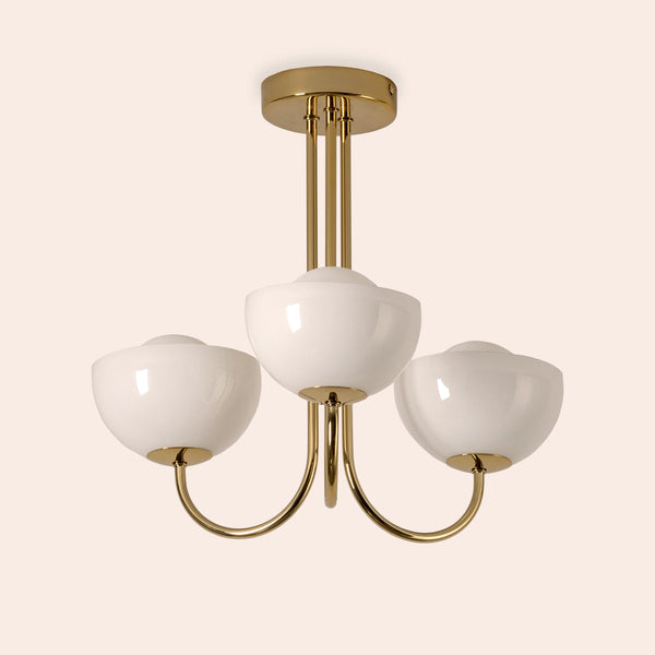 Brass 3 Light Dome Ceiling Light