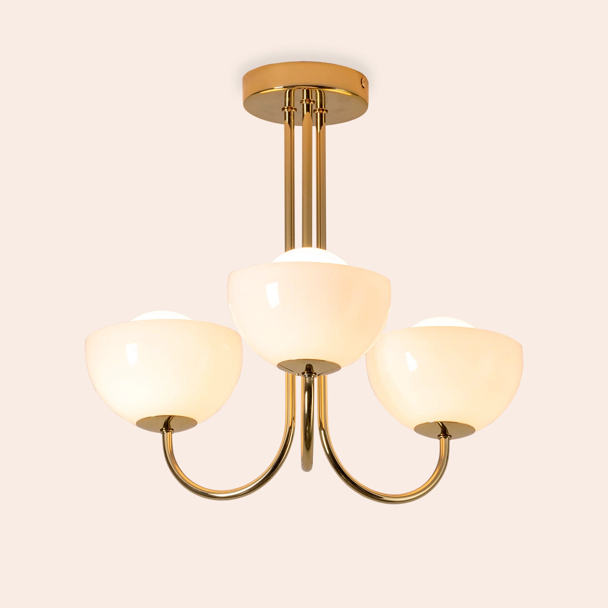 Brass 3 Light Dome Ceiling Light