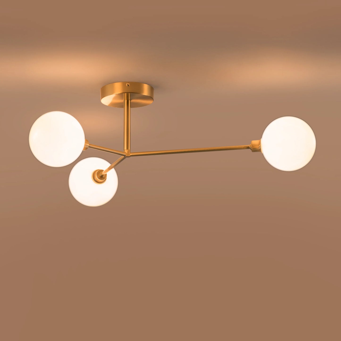Brass 3 light flush ceiling light