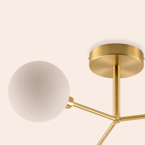 Brass 3 light flush ceiling light