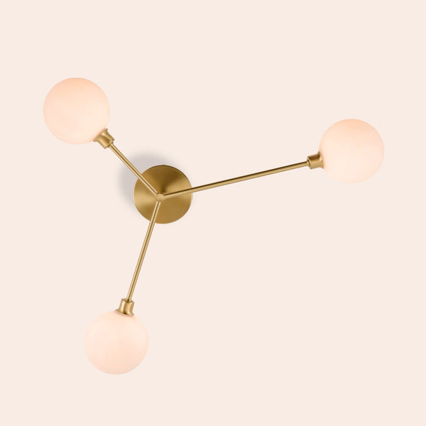 Brass 3 light flush ceiling light