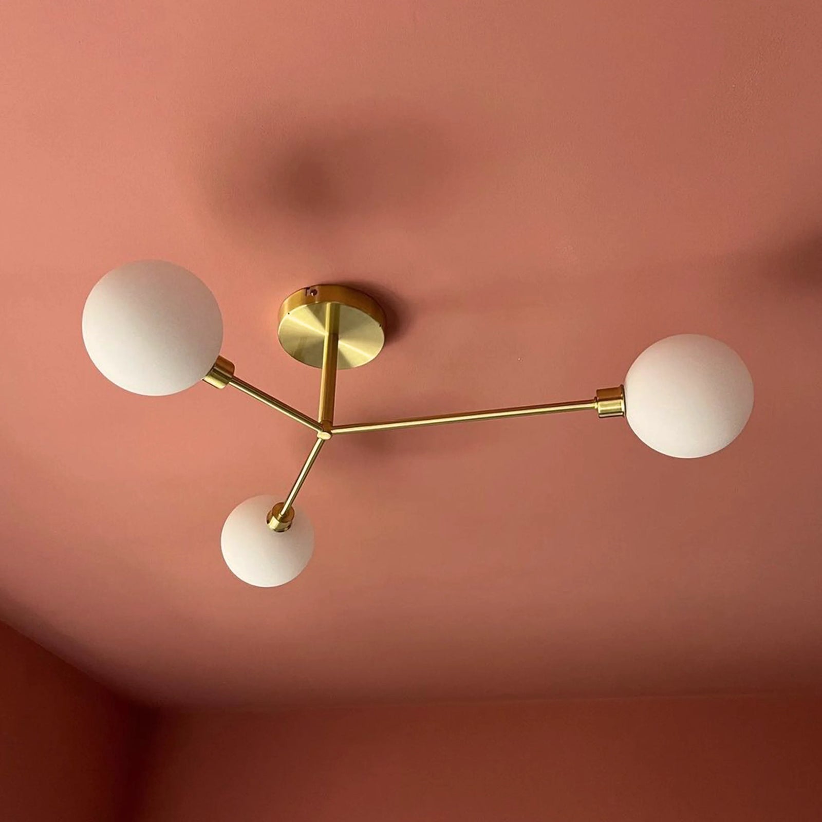 Brass 3 light flush ceiling light