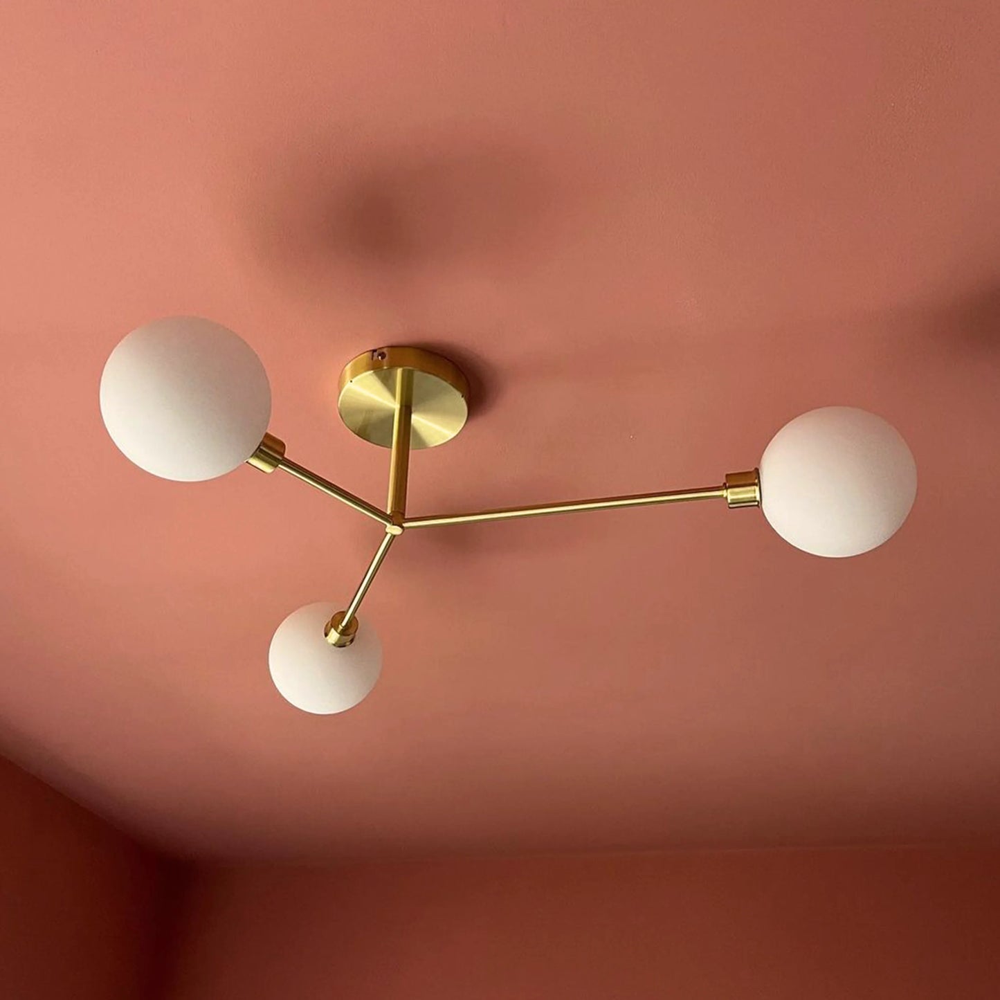 Brass 3 light flush ceiling light