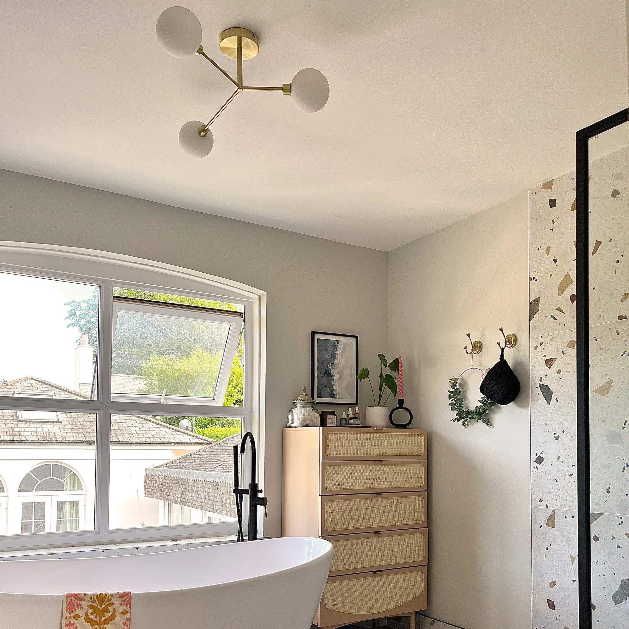 Brass 3 light flush ceiling light