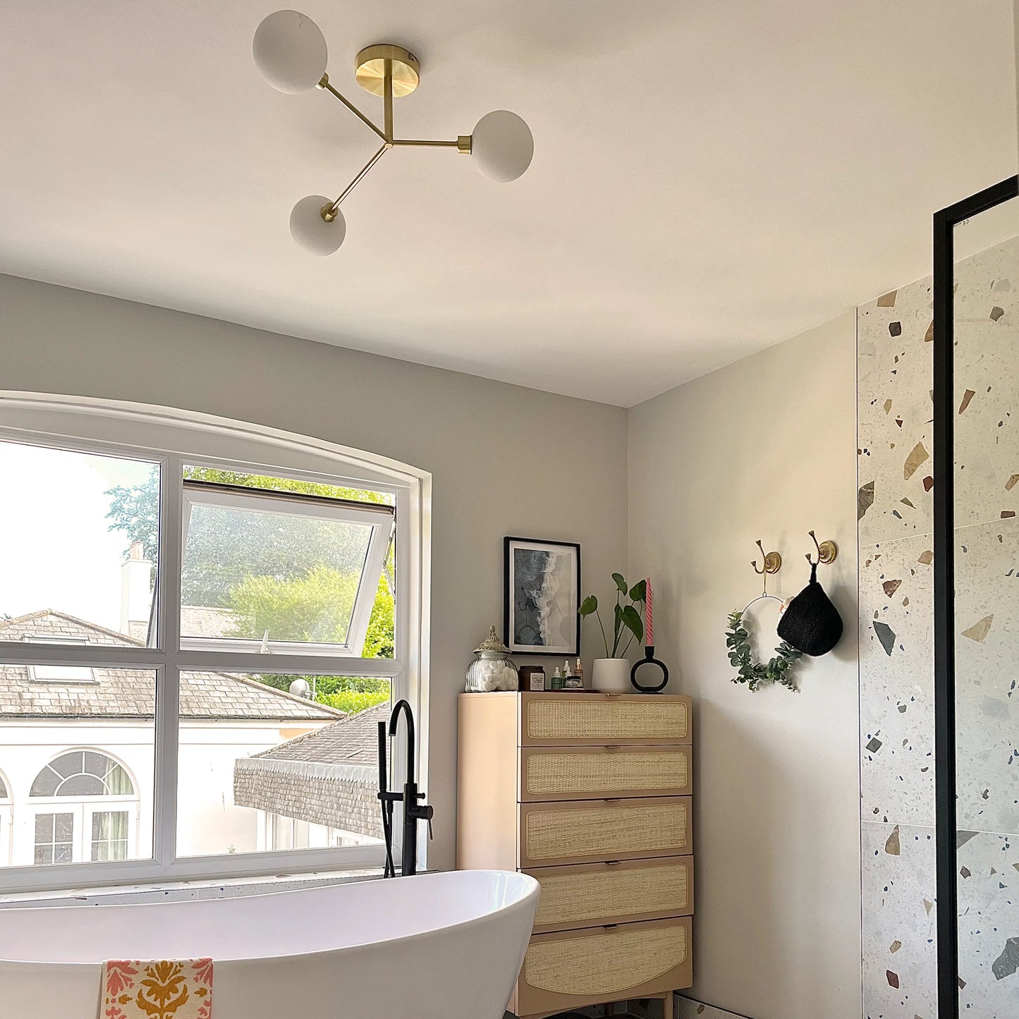 Brass 3 light flush ceiling light
