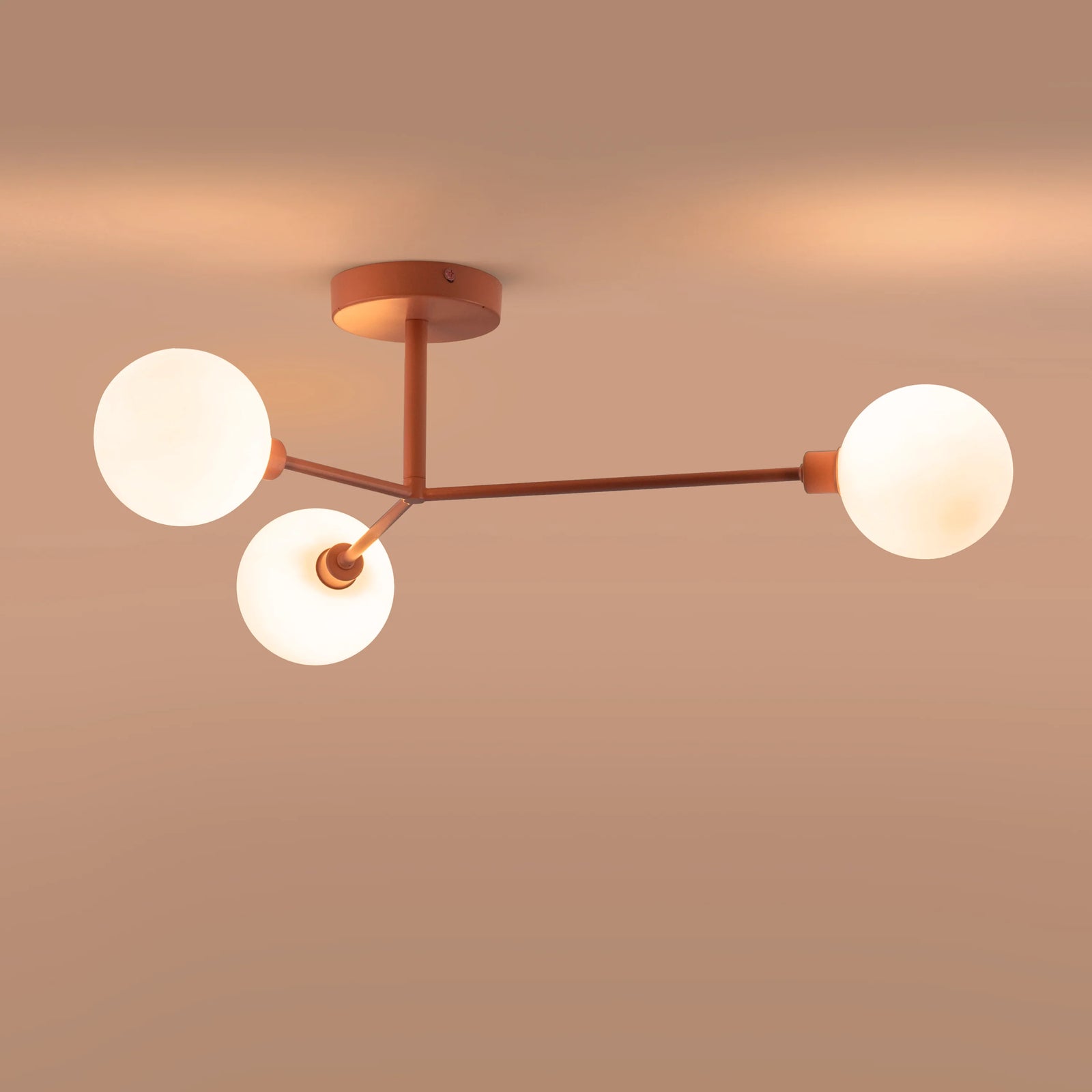 Pink 3 light flush ceiling light
