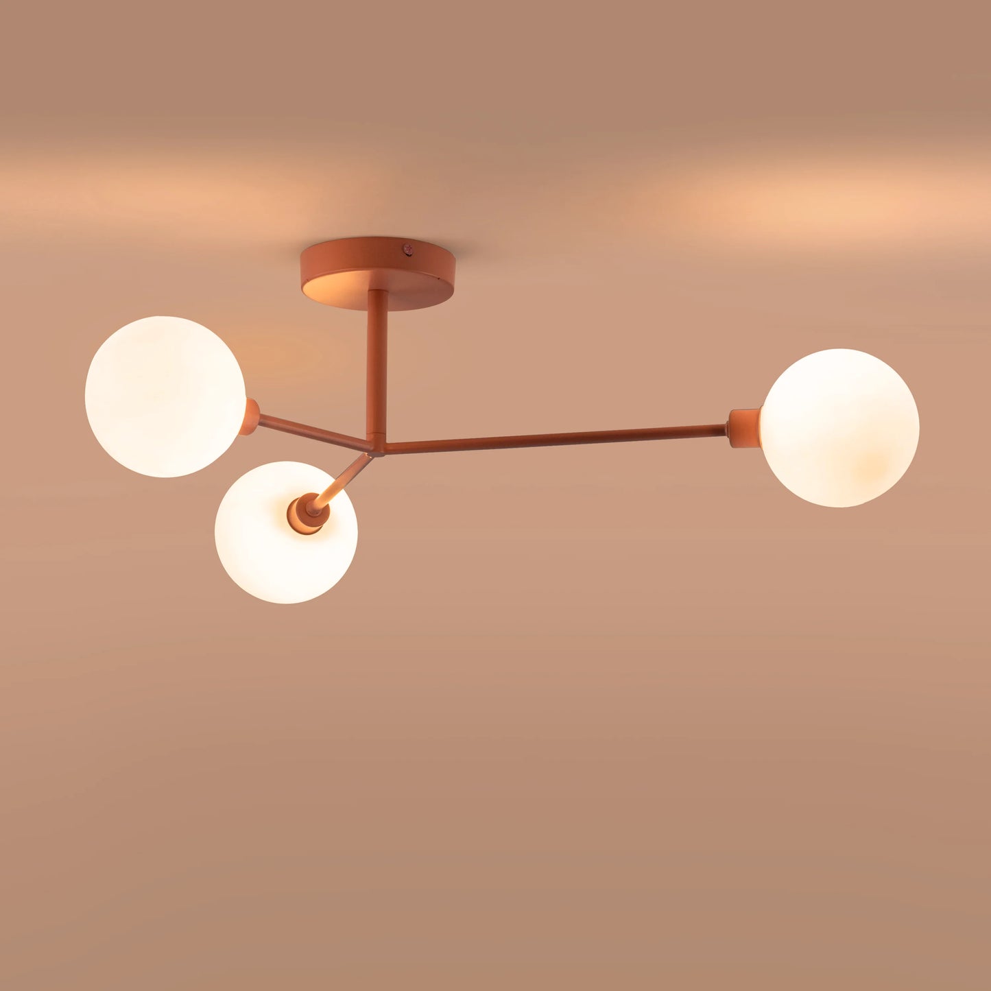 Pink 3 light flush ceiling light