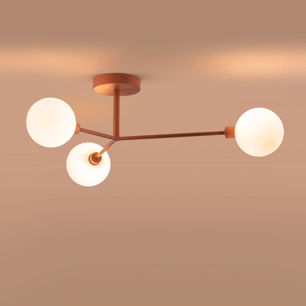 Pink 3 light flush ceiling light