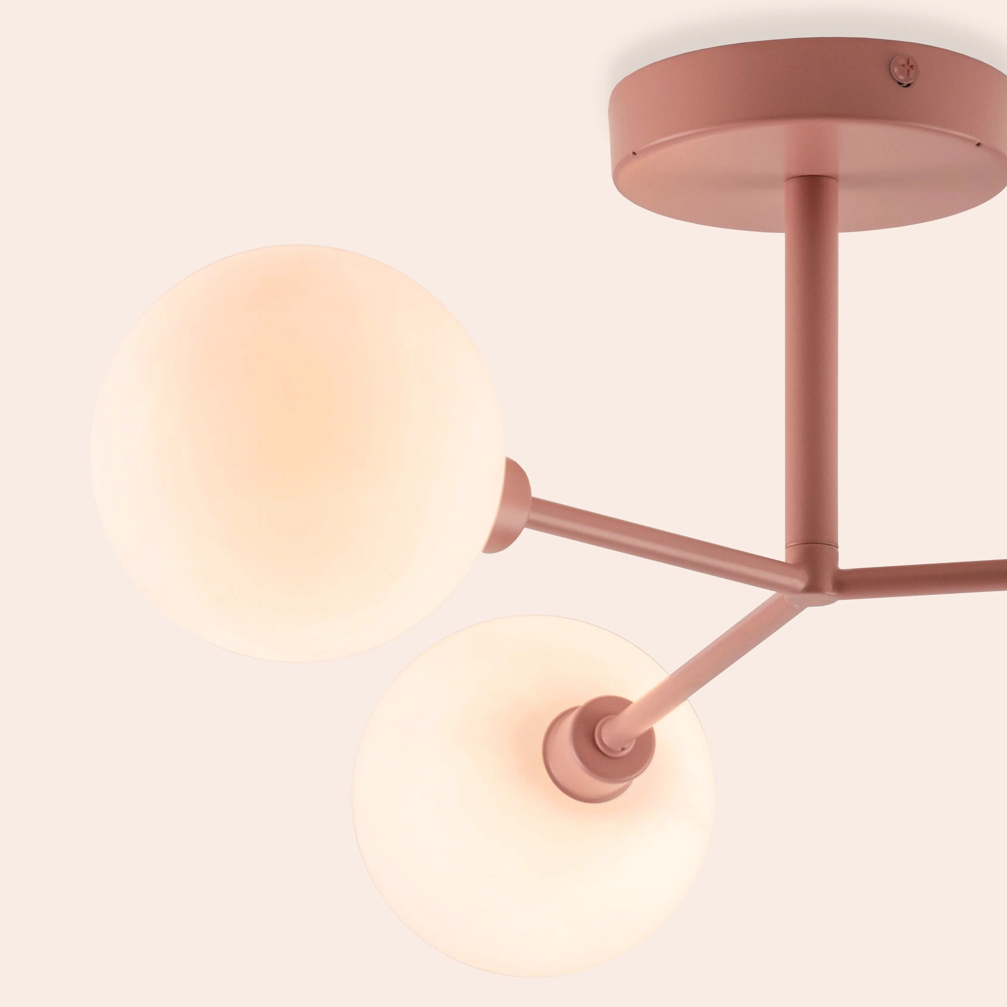 Pink 3 light flush ceiling light
