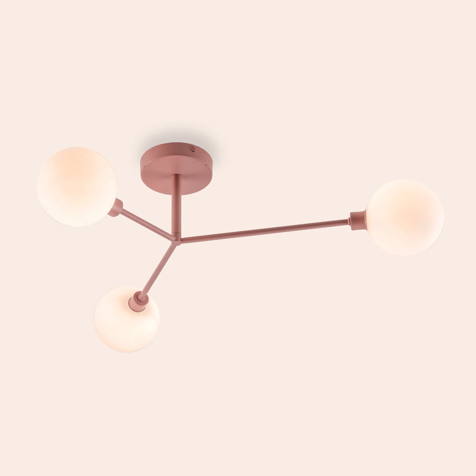 Pink 3 light flush ceiling light