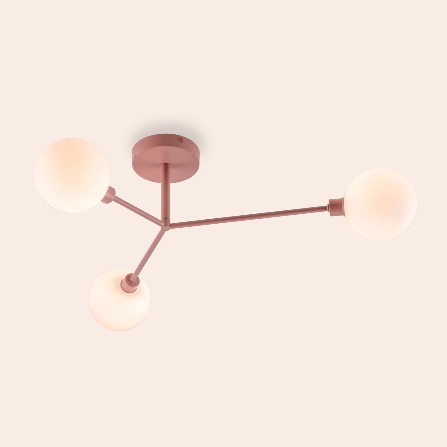 Pink 3 light flush ceiling light
