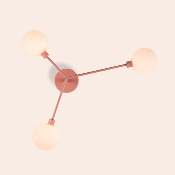 Pink 3 light flush ceiling light