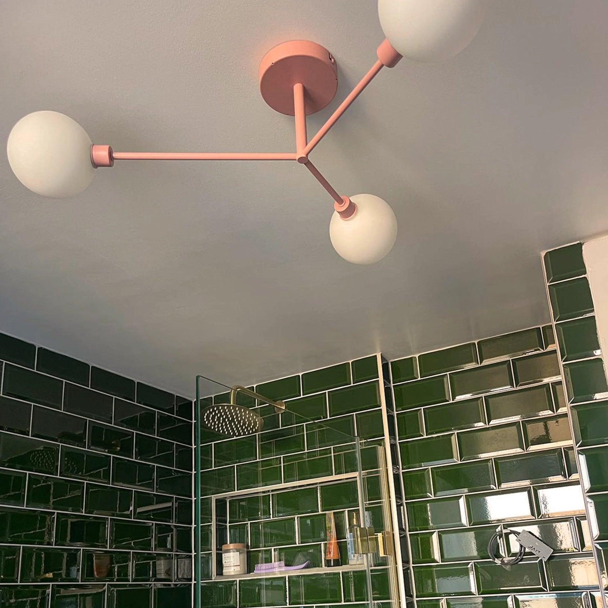 Pink 3 light flush ceiling light