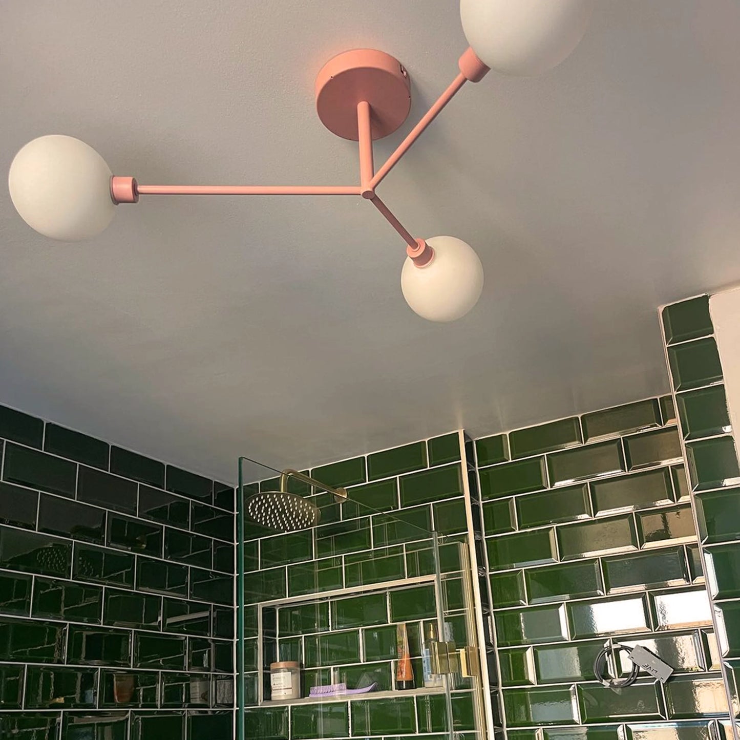 Pink 3 light flush ceiling light