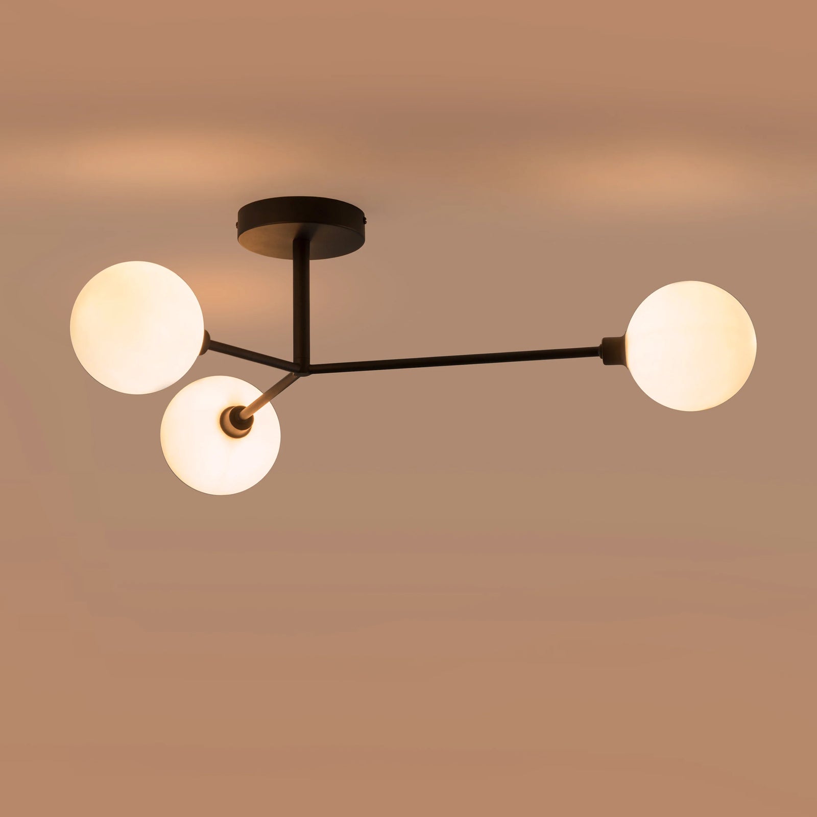 Charcoal grey 3 light flush ceiling light