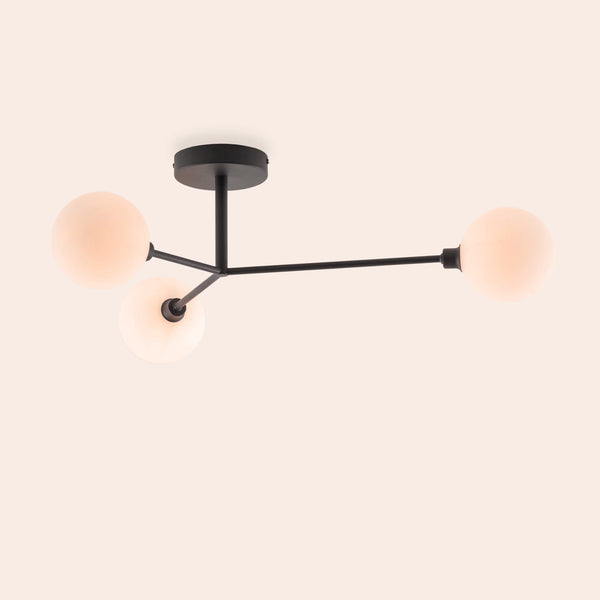 Charcoal grey 3 light flush ceiling light