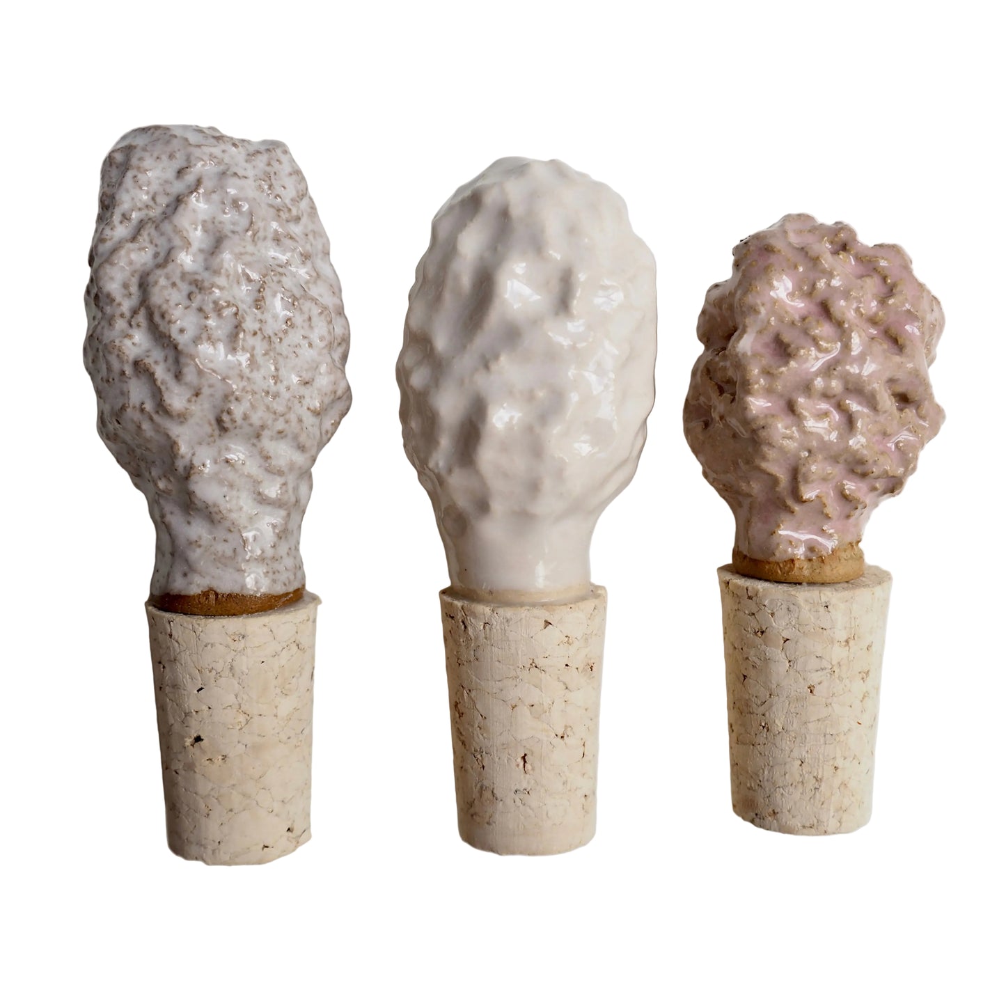 Handmade Textural Ceramic and Cork Bottle Stopper