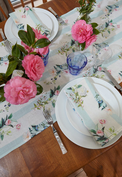 Flora Stripe Linen Runner