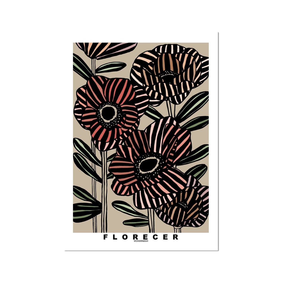 Taupe Florecer Floral Print