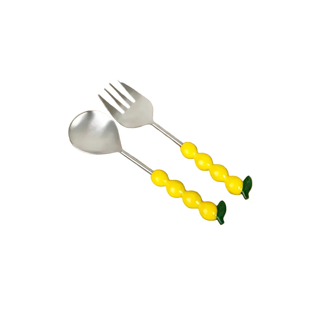Salad Server with Lemon Handle, (Set of 2 ) - 9.5x3 Inches