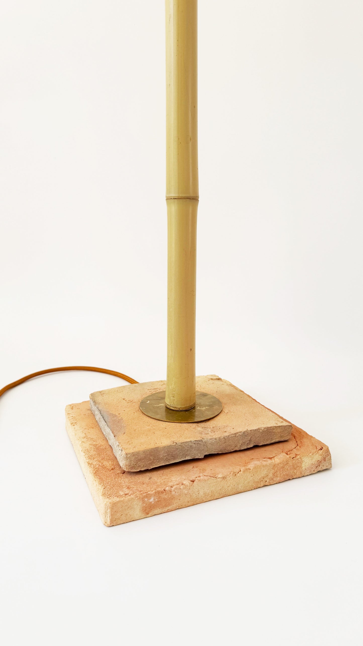 Bamboo and Terracotta Floor Lamp - Yellow