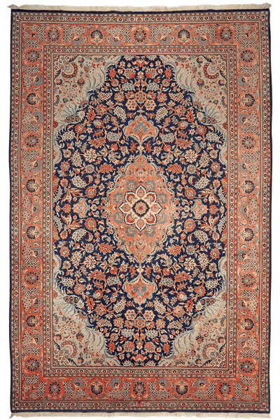 Kashan — Hand-knotted, 206x316 cm, Blue, 100% Virgin Wool | Main view