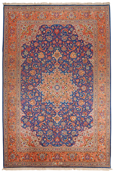 Sarough — Hand-knotted, 198x293 cm, Blue, 100% Virgin Wool | Main view