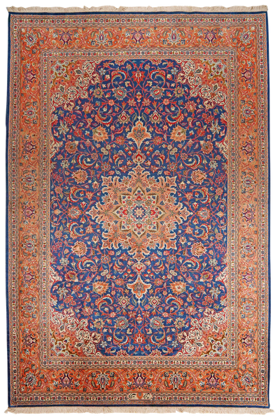 Sarough — Hand-knotted, 198x293 cm, Blue, 100% Virgin Wool | Main view
