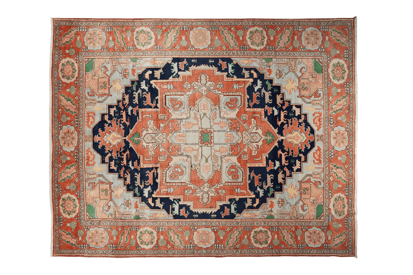 Serapi — Hand-knotted, 264x345 cm, Blue, 100% Virgin Wool | Main view