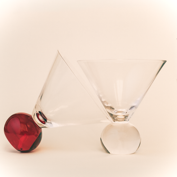 Cocktail Glasses, Red/ Clear - Set of 2
