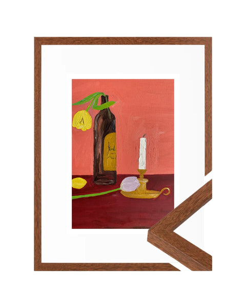 Candles, Wine and Flowers Fine Art Print