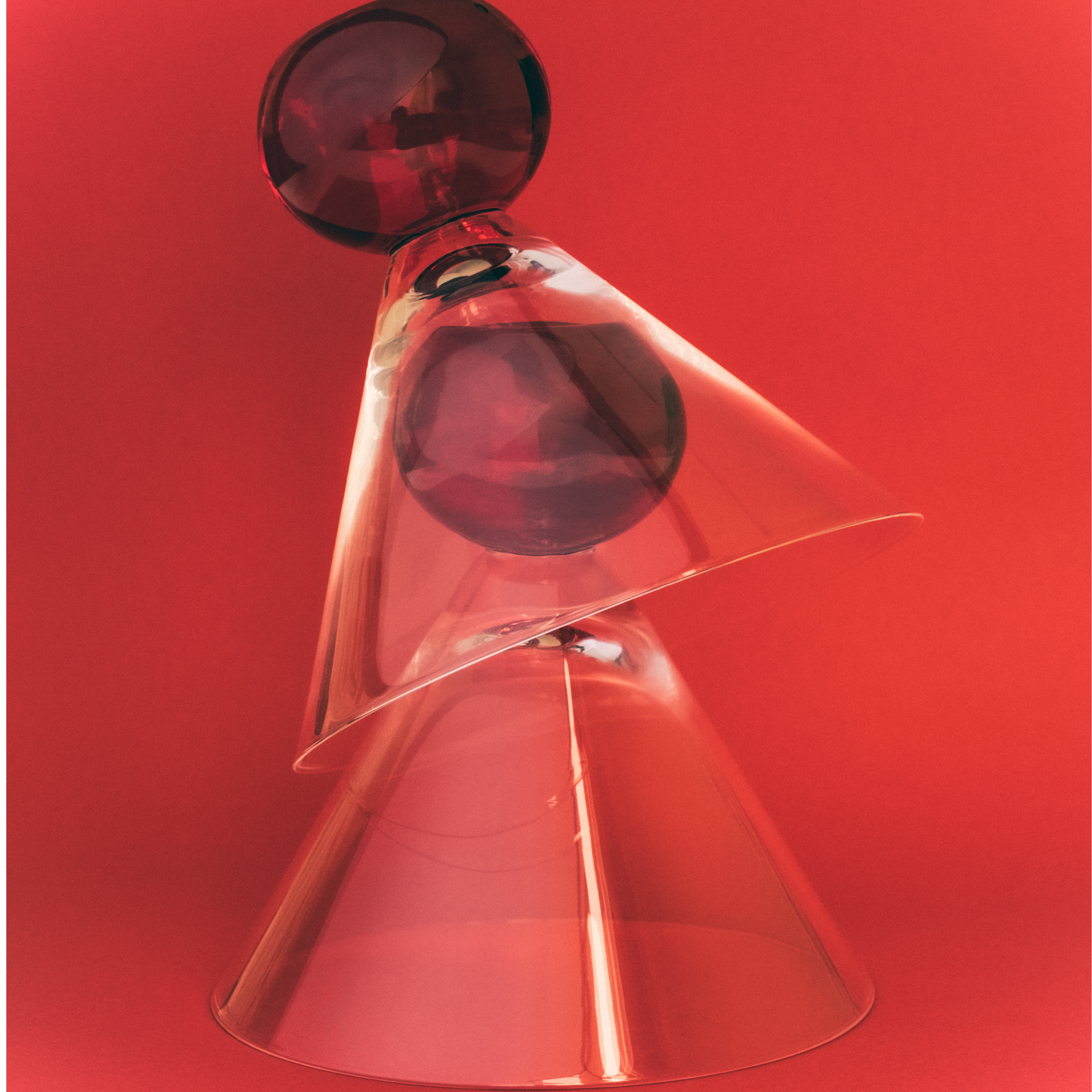 Cocktail Glasses, Red/ Clear - Set of 2