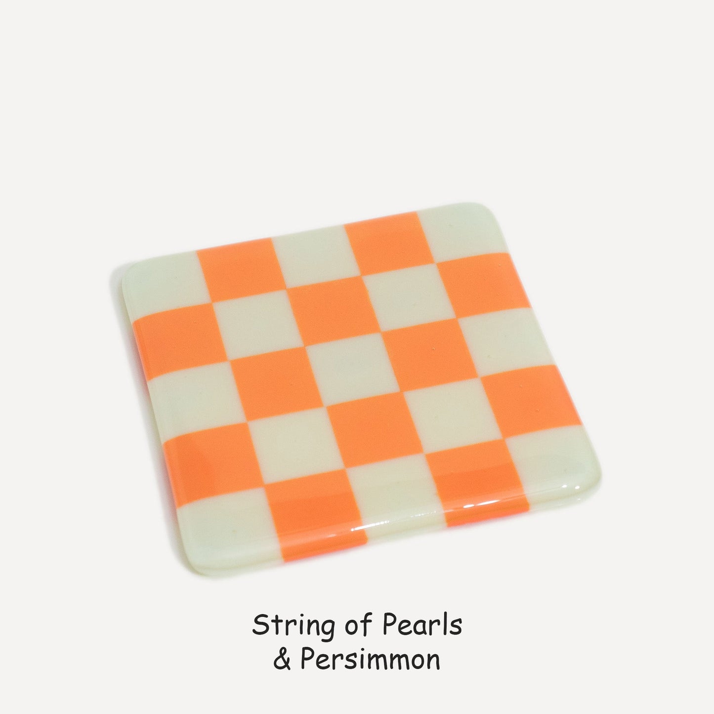 10cm Chequered Dual Colour Coaster - Oceanside Collection - Pearl &amp; Persimmon image