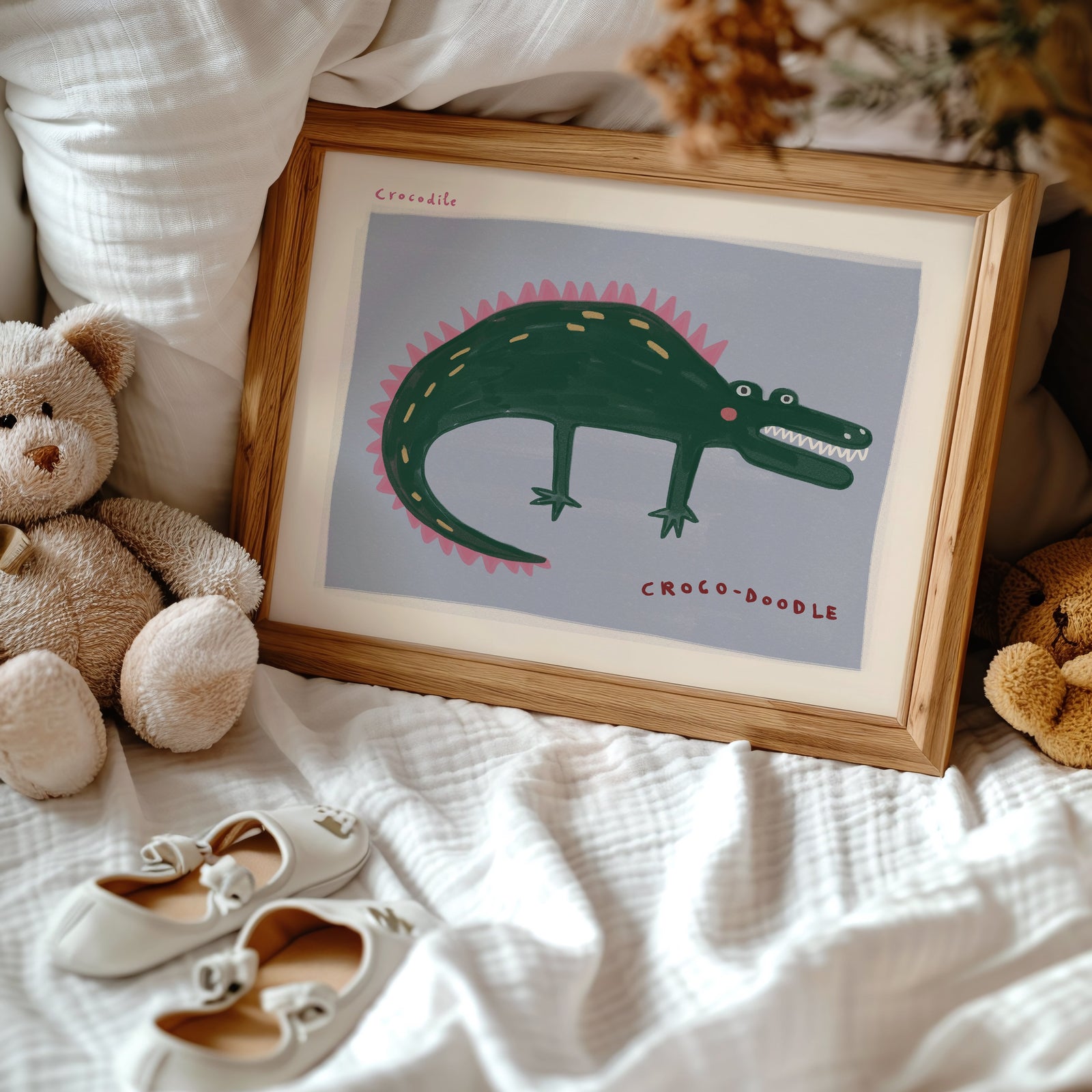 Croco-doodle | Nursery Crocodile Print | UNFRAMED