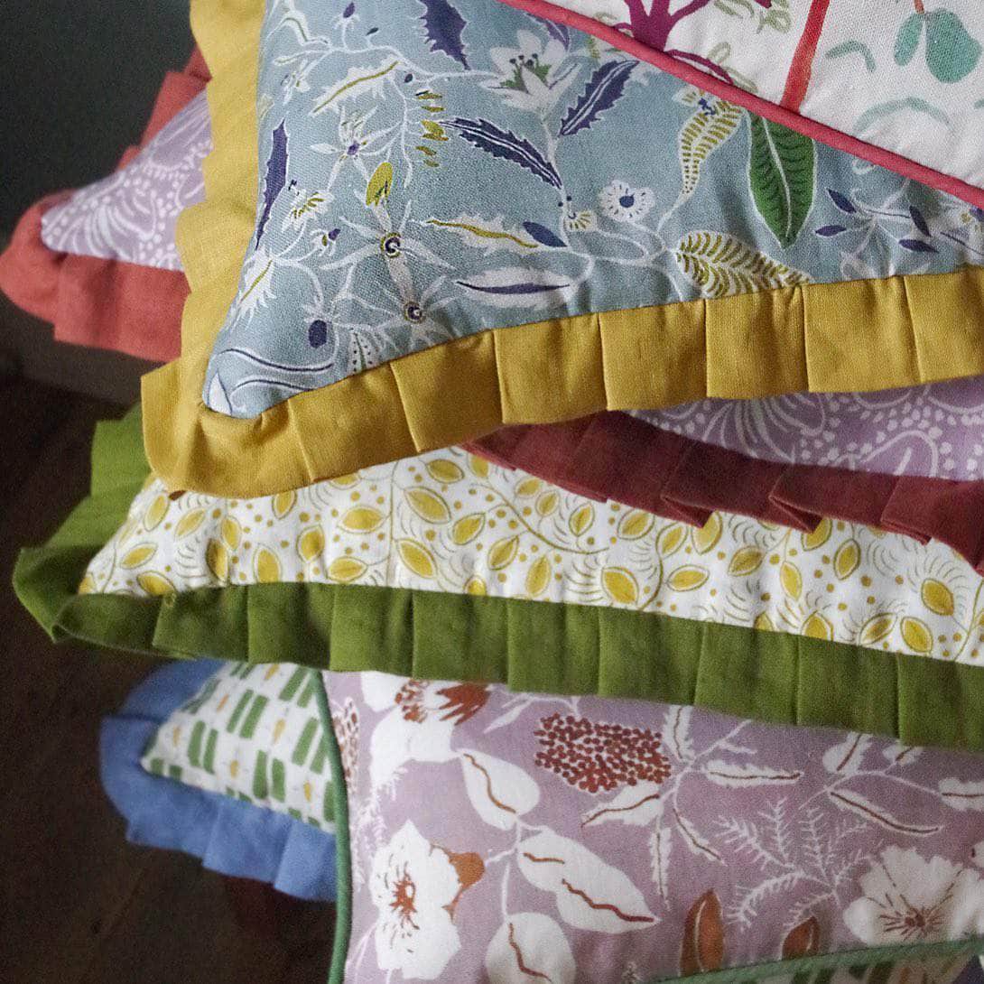 Printed Little Check Frill Cushion
