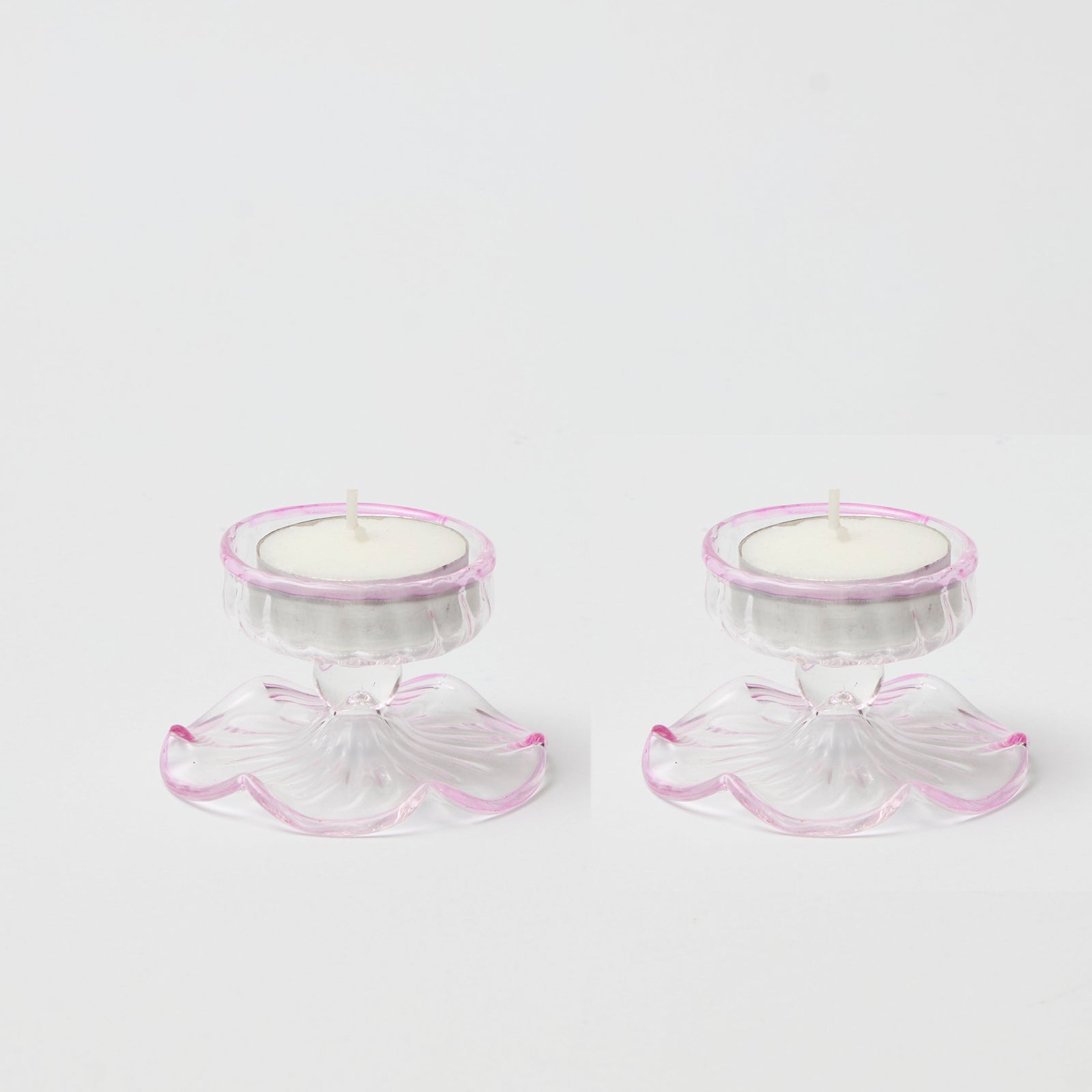 Pink Rimmed Tealight Holders (Set of 2)