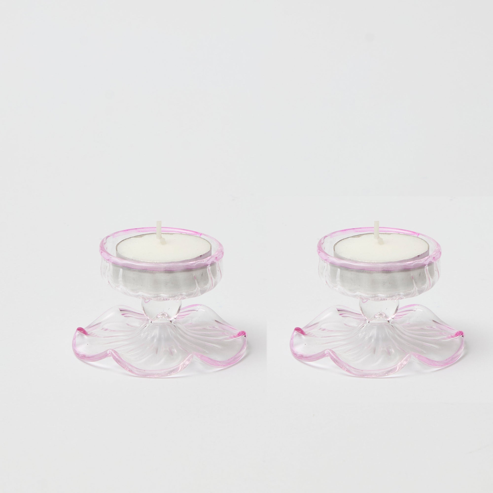 Pink Rimmed Tealight Holders (Set of 2)