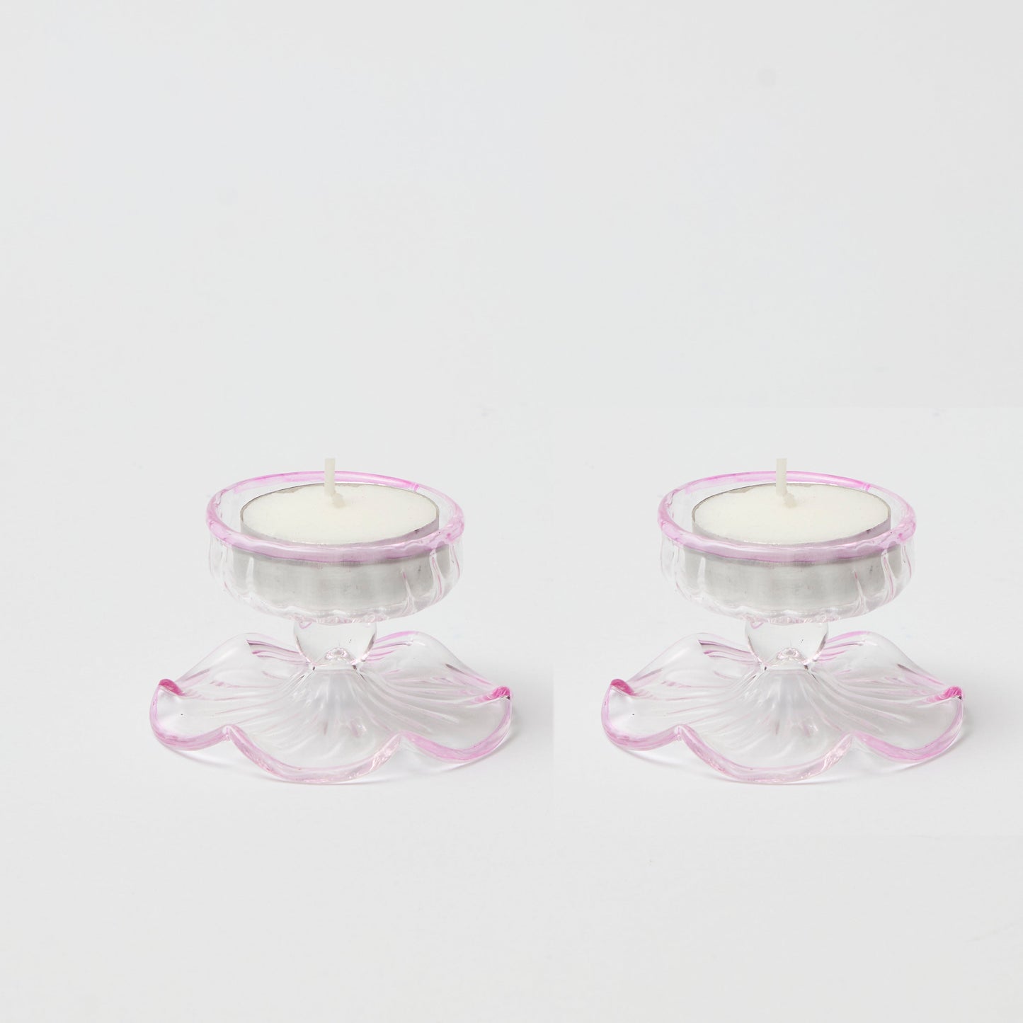 Pink Rimmed Tealight Holders (Set of 2)