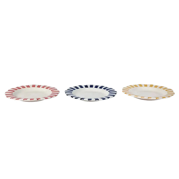 Ceramic Stripe Dinner Plate, Blue 10x10x1.25 Inches - Casa Amarosa