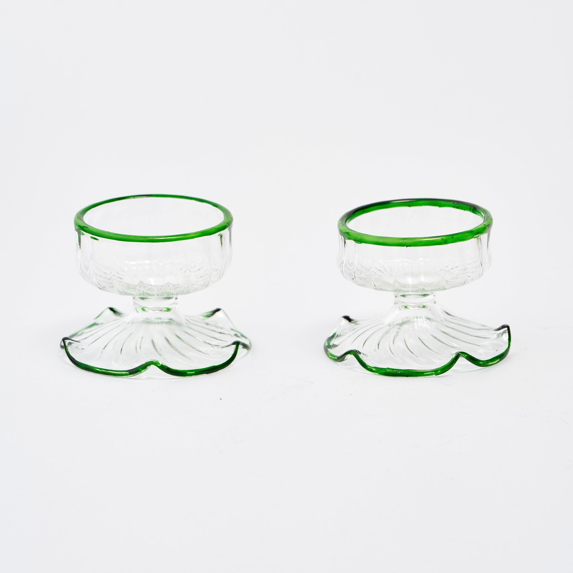 Green Rimmed Tealight Holders (set of 2)