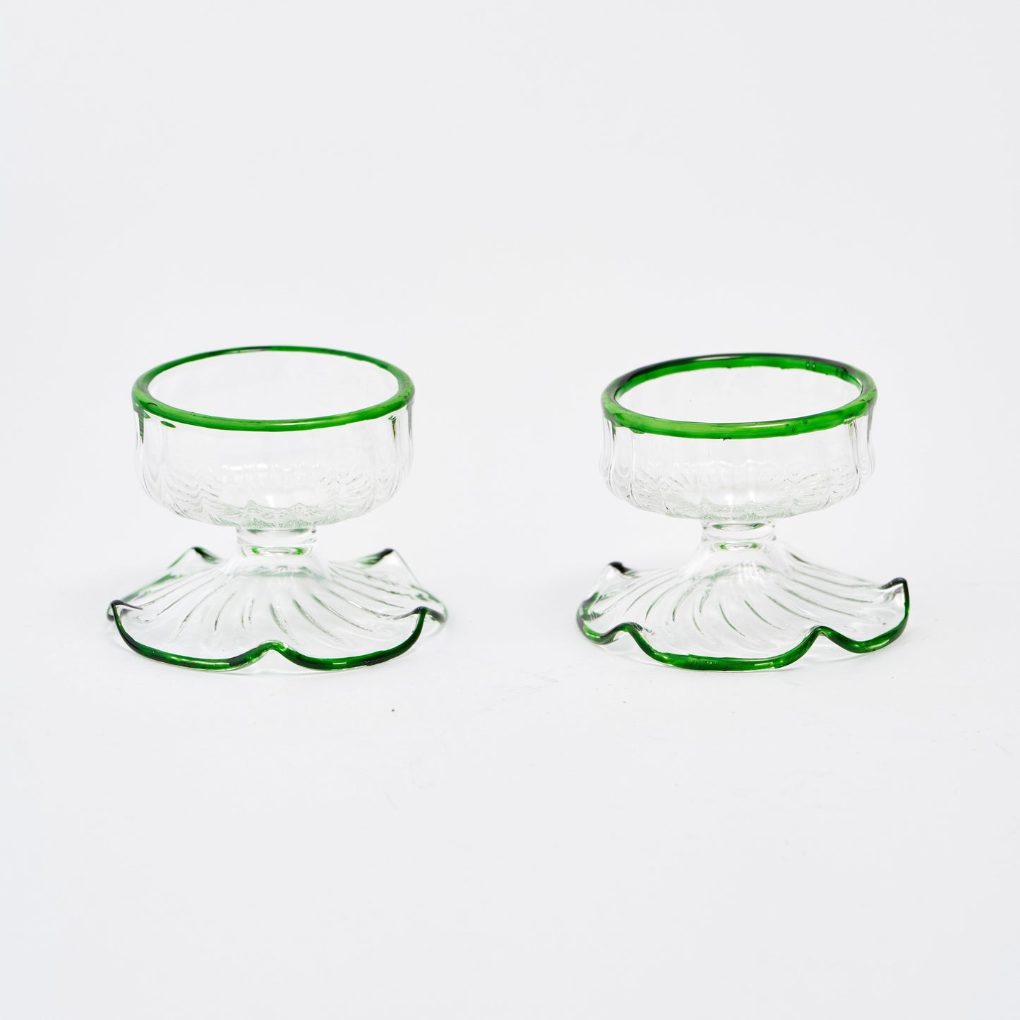 Green Rimmed Tealight Holders (set of 2)