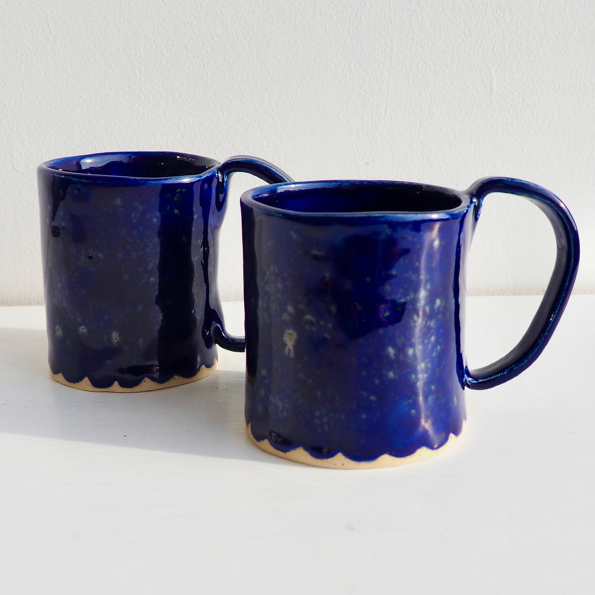 Royal Blue Ceramic Mug with Scalloped Edge