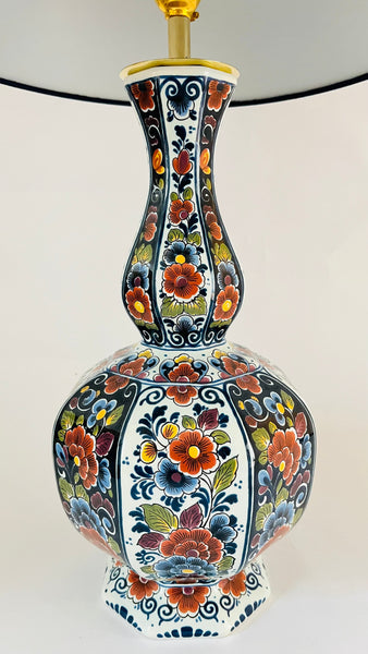 Large Antique Delft ‘Knobbelvaas’ Lamp