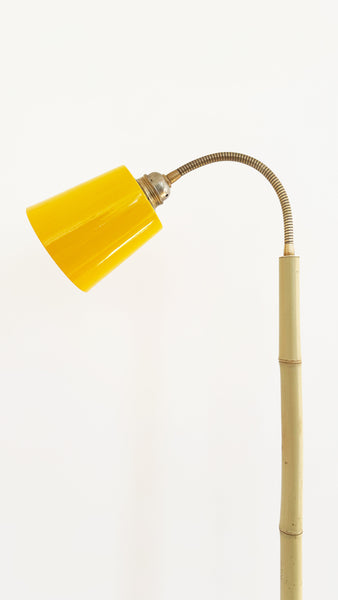 Bamboo and Terracotta Floor Lamp - Yellow