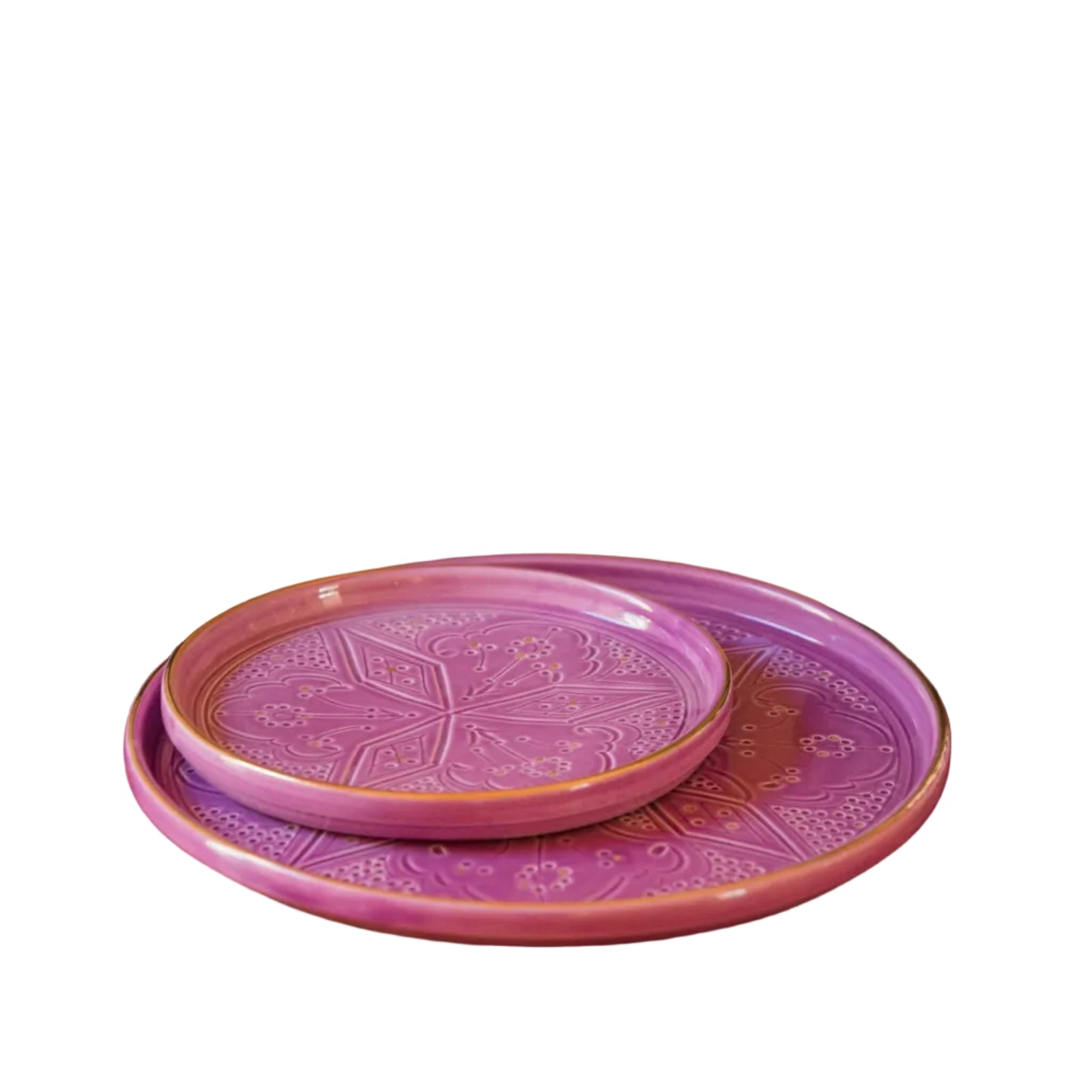 GRAND PLAT ROND EMPREINTE LILAS GOLD (9655159718207)